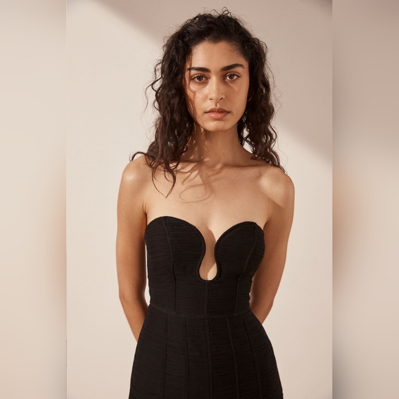 NWOT SHONA JOY ISOLA STRAPLESS RUCHED MIDI DRESS - Picture 3 of 12